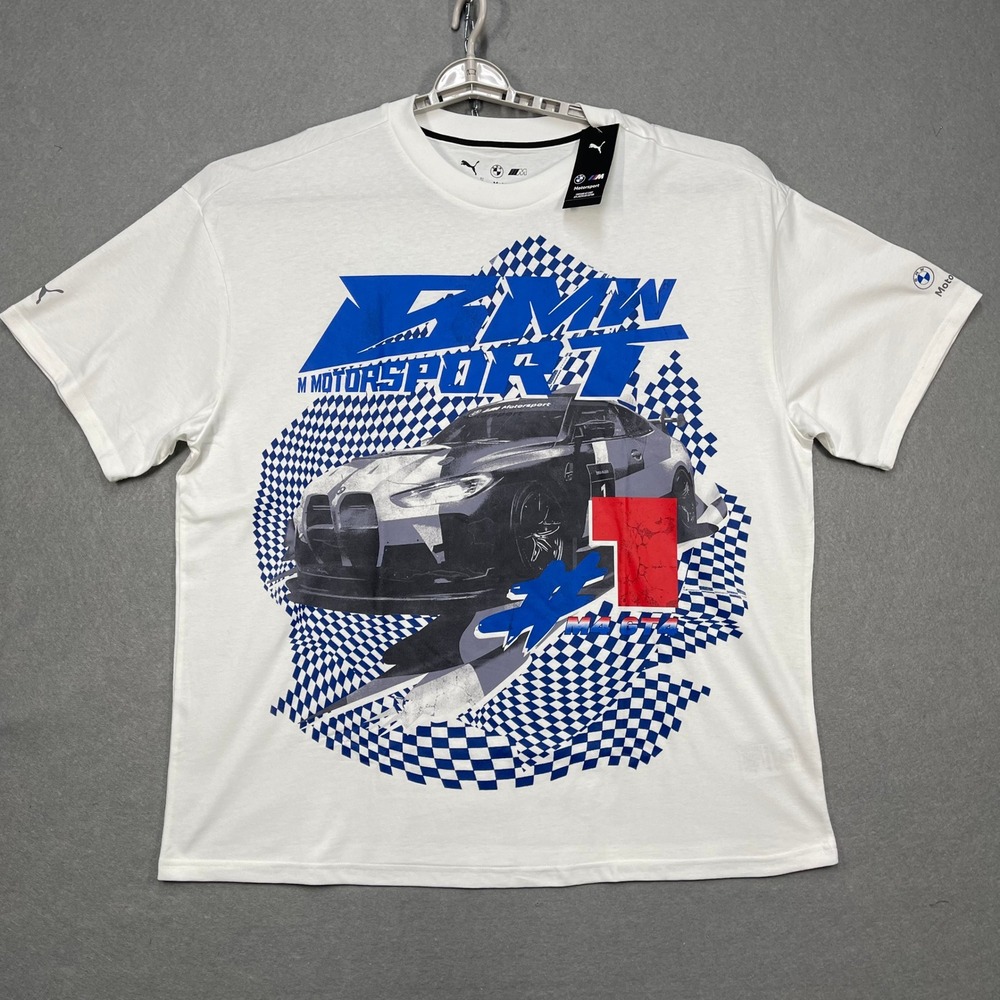 Puma x BMW Shirt Mens XXL 2XL White Motorsport Big Graphic Racing Car M4 GT4 EVO